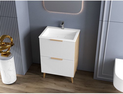 Тумба лакована, Luxor Anna 60 Дуб, з умивальником Imperio Low 60