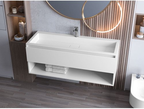 Тумба лакована, підвісна Luxor Bianko 120, з умивальником Imperio Low 120