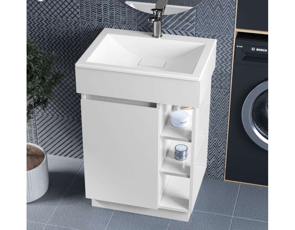Тумба лакована, підлогова Luxor Idea 50, з умивальником Veo Low 50