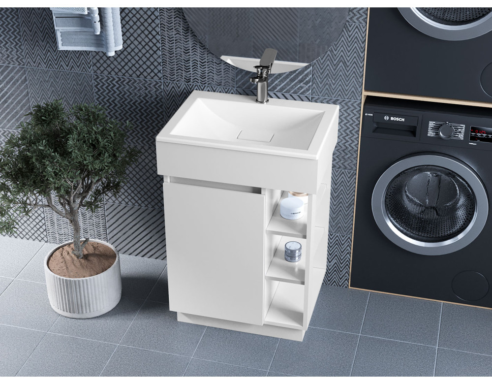 Тумба лакована, підлогова Luxor Idea 60, з умивальником Veo Low 60