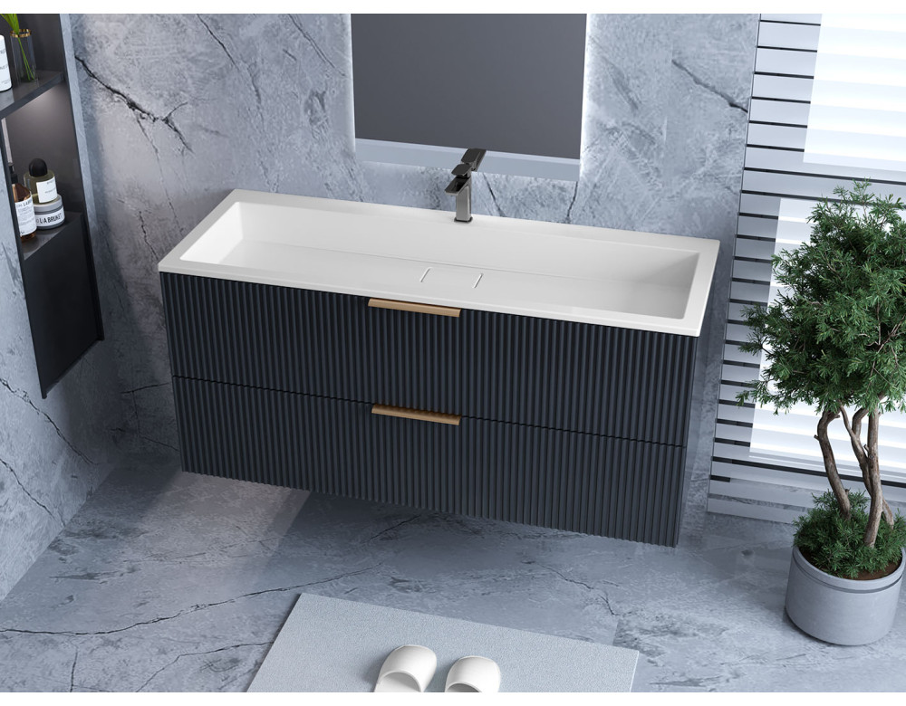 Тумба лакована, підвісна Luxor Riva 120 Антрацит з умивальником Imperio Low 120