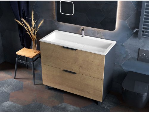 Тумба лакована, Luxor Sena 100 Дуб, з умивальником Imperio Low 100