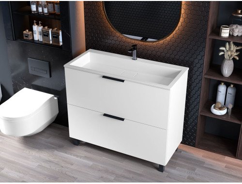 Тумба лакована, Luxor Sena 100, з умивальником Imperio Low 100