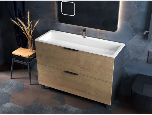 Тумба лакована, Luxor Sena 120 Дуб, з умивальником Imperio Low 120