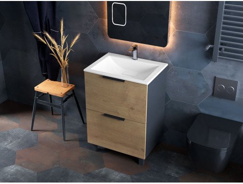Тумба лакована, Luxor Sena 50 Дуб, з умивальником Imperio Low 50