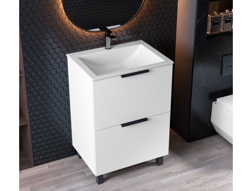 Тумба лакована, Luxor Sena 50, з умивальником Veo Low 50