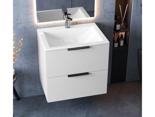 Тумба лакована, підвісна Luxor Tina 50, з умивальником Veo Low 50