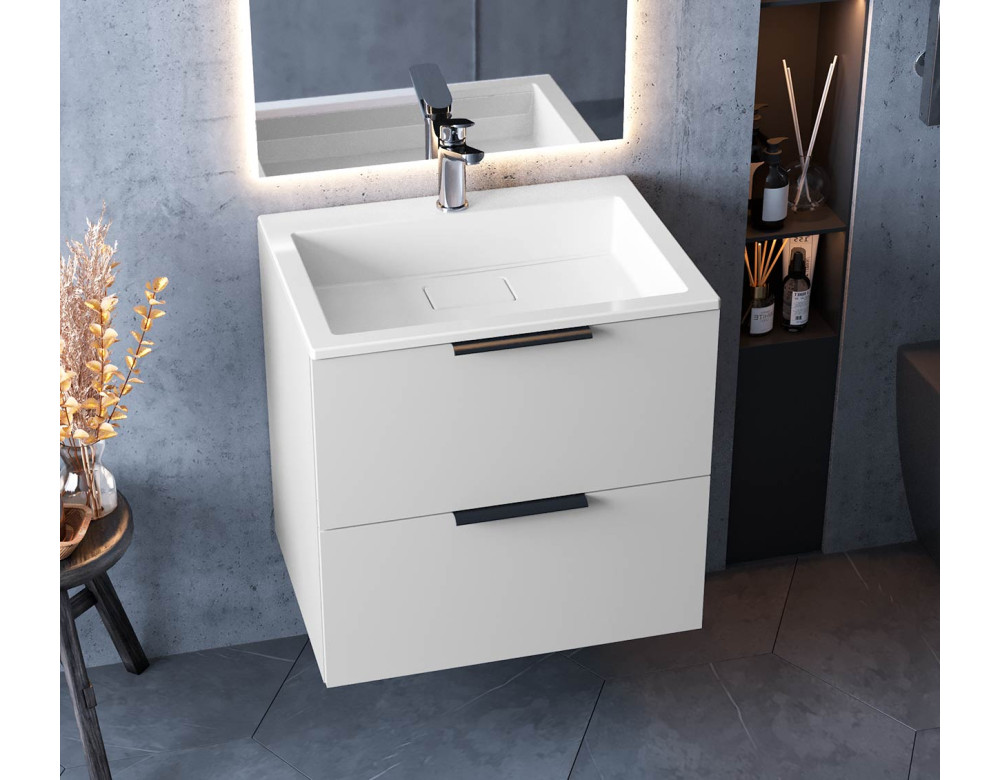 Тумба лакована, підвісна Luxor Tina 60, з умивальником Imperio Low 60