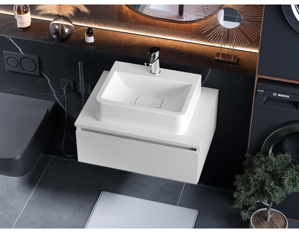 Тумба лакована, підвісна Luxor Smart 60 з накладним умивальником Piano