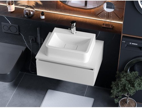 Тумба лакована, підвісна Luxor Smart 60 з накладним умивальником Piano