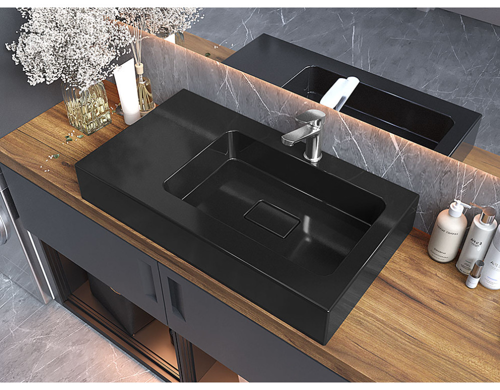 Умивальник накладний Luxor Royal 80 L Black