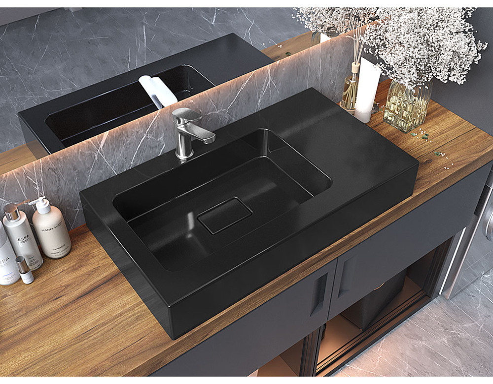 Умивальник накладний Luxor Royal 80 R Black