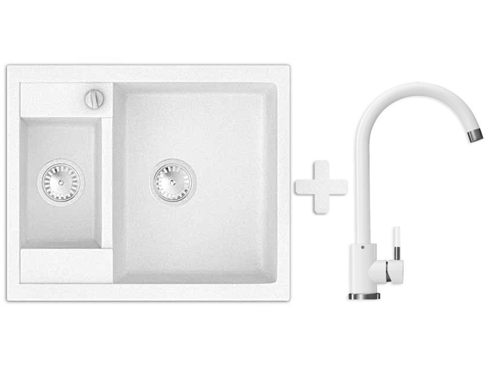 Комплект: мийка гранітна Stella Verona 60 Білий + Кран