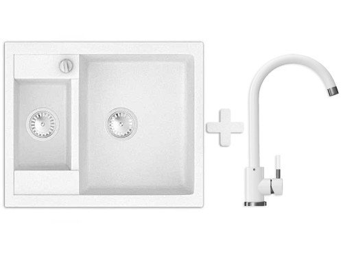 Комплект: мийка гранітна Stella Verona 60 Білий + Кран