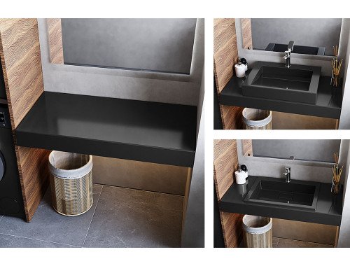 Стільниця під раковину, для ванної,  100 см, сантехнічна кераміка Luxor Black